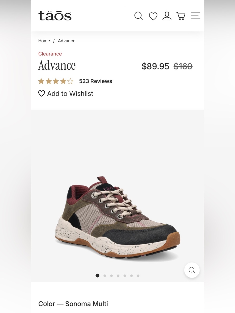 Taos Sonoma Multi Advance Shoe - Picture 7 of 9